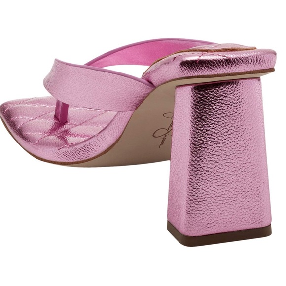 Jessica Simpson Pink Zayde Metallic Square Toe Sandals - Picture 2 of 3